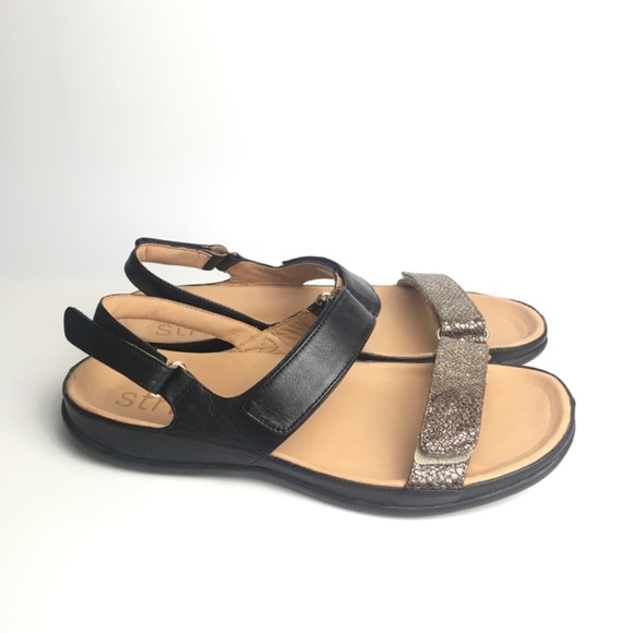 Strive Kona Leather Adjustable Orthotic Sandals Black Snake Metallic US11.5-12 - Picture 3 of 6